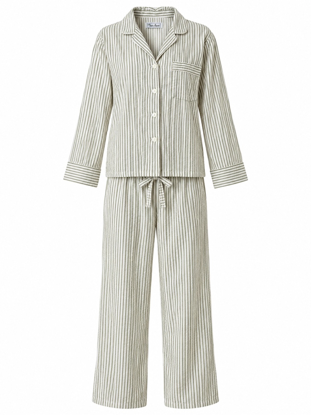 Vintage 90s Esprit Plain Jane Ticking Striped Flannel Pajama Lounge Set Sz M